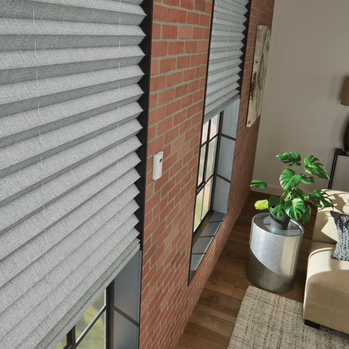 Pleated shades in a room