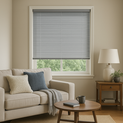 aluminum blinds in a living room