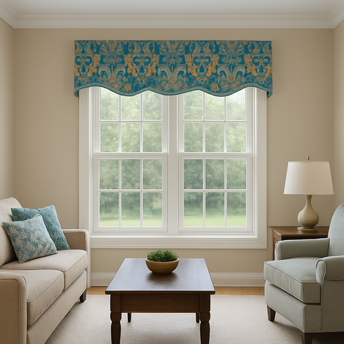 Custom valance in a living room