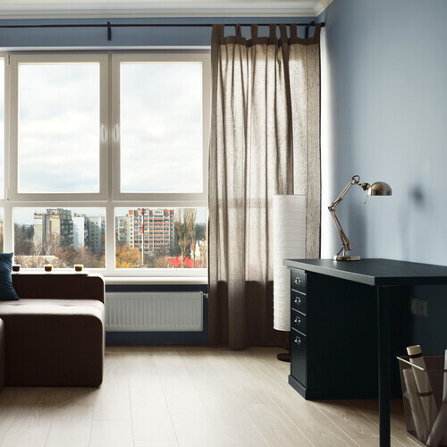 nice office with drapes