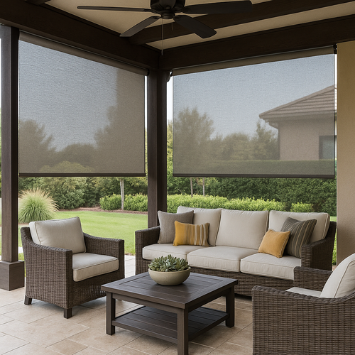 roller shades on a nice patio